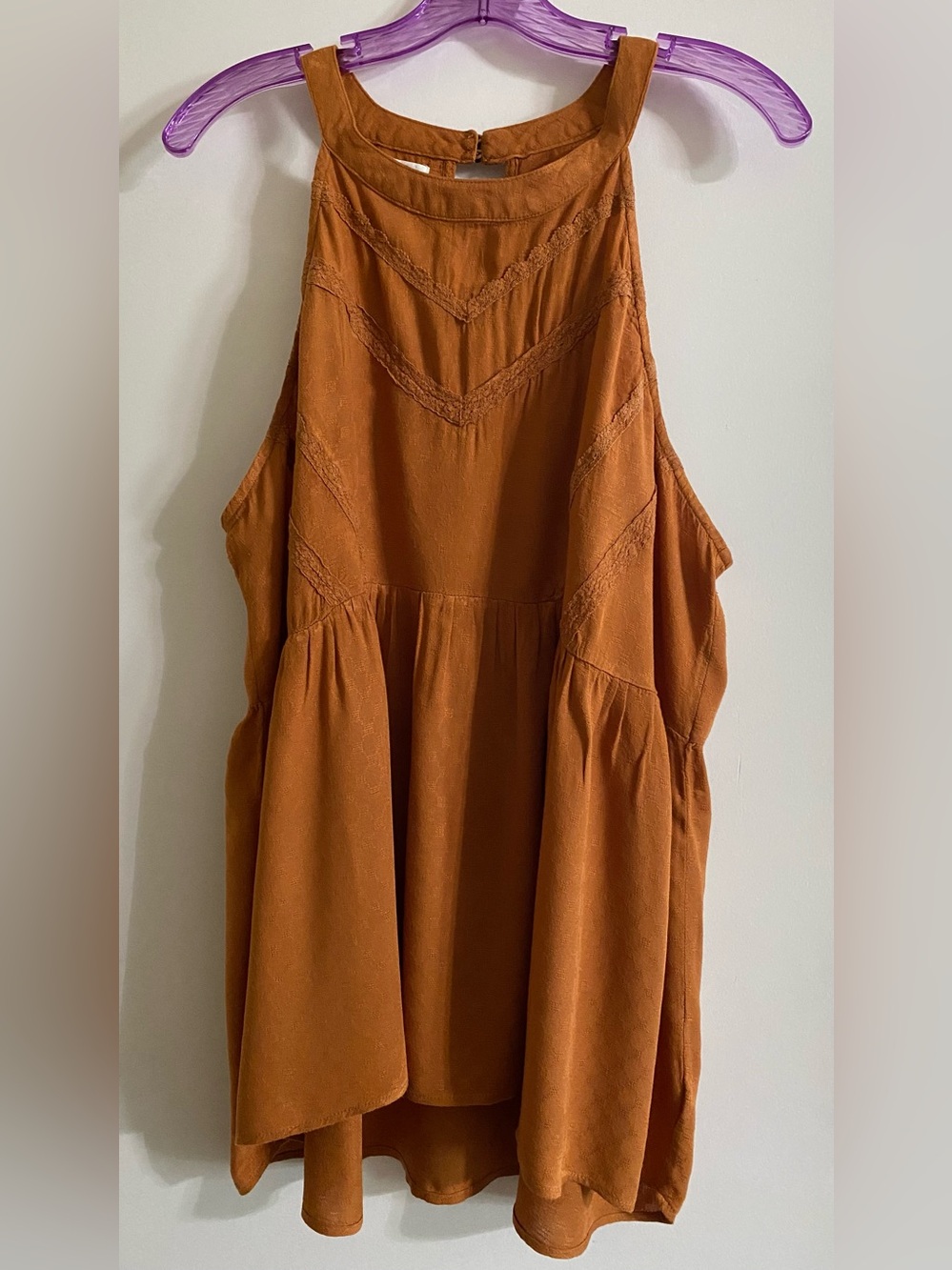 Maurices Rust Halter Tank with Lace Trim